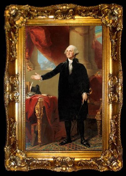framed  Gilbert Stuart Lansdowne portrait of George Washington, ta009-2